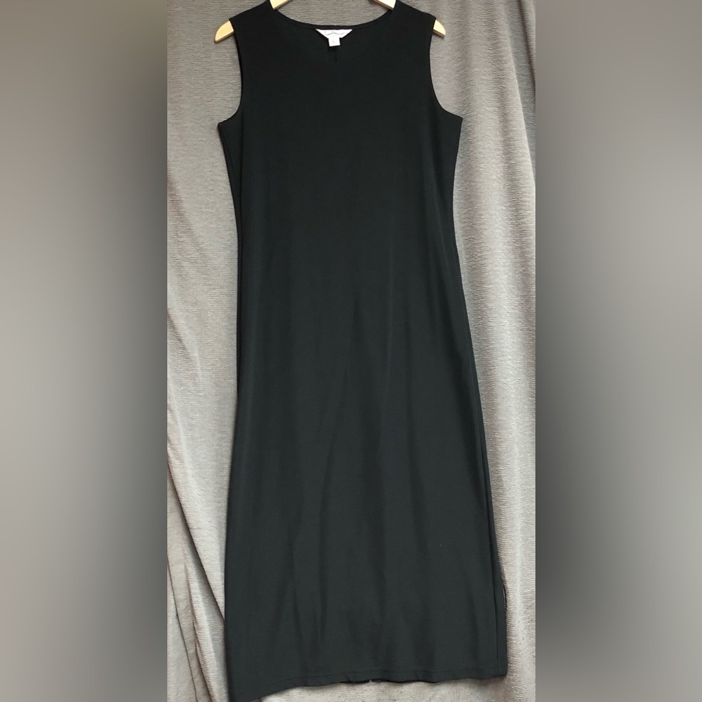 Blast studio size large black sleeveless, stretchy dress slit in back